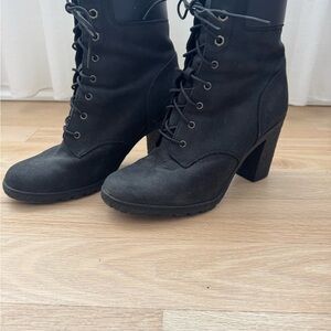 Timberland Women's Black Lace-Up Heeled Ankle Boots